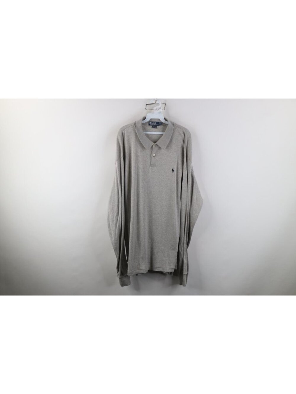 Vtg 90s Ralph Lauren Mens 2XL Soft Cotton Touch Long Sleeve Golf Polo Gray USA